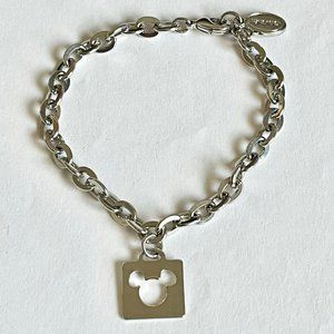 Disney Parks Mickey Mouse Ears Charm Bracelet Disneyana Silver Plated Charms